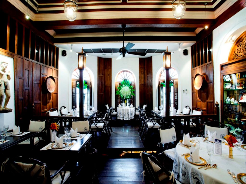 The elegant first floor dining room Baan Thai at Blue Elephant Restaurant